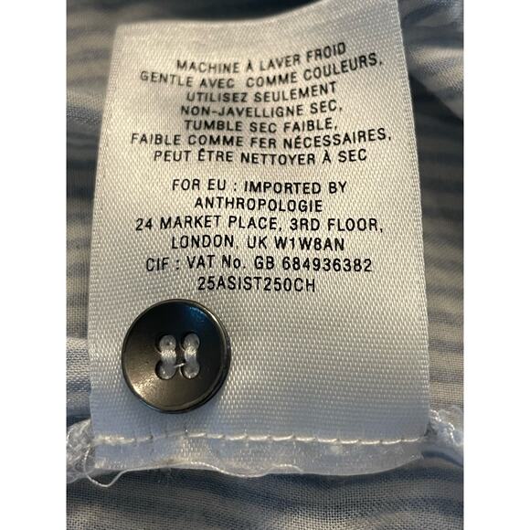 Anthropologie MAEVE size 6 oversized sleeveless blue stripe blouse30 - Picture 7 of 9